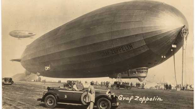 The Graf Zeppelin touches down in Los Angeles in 1929