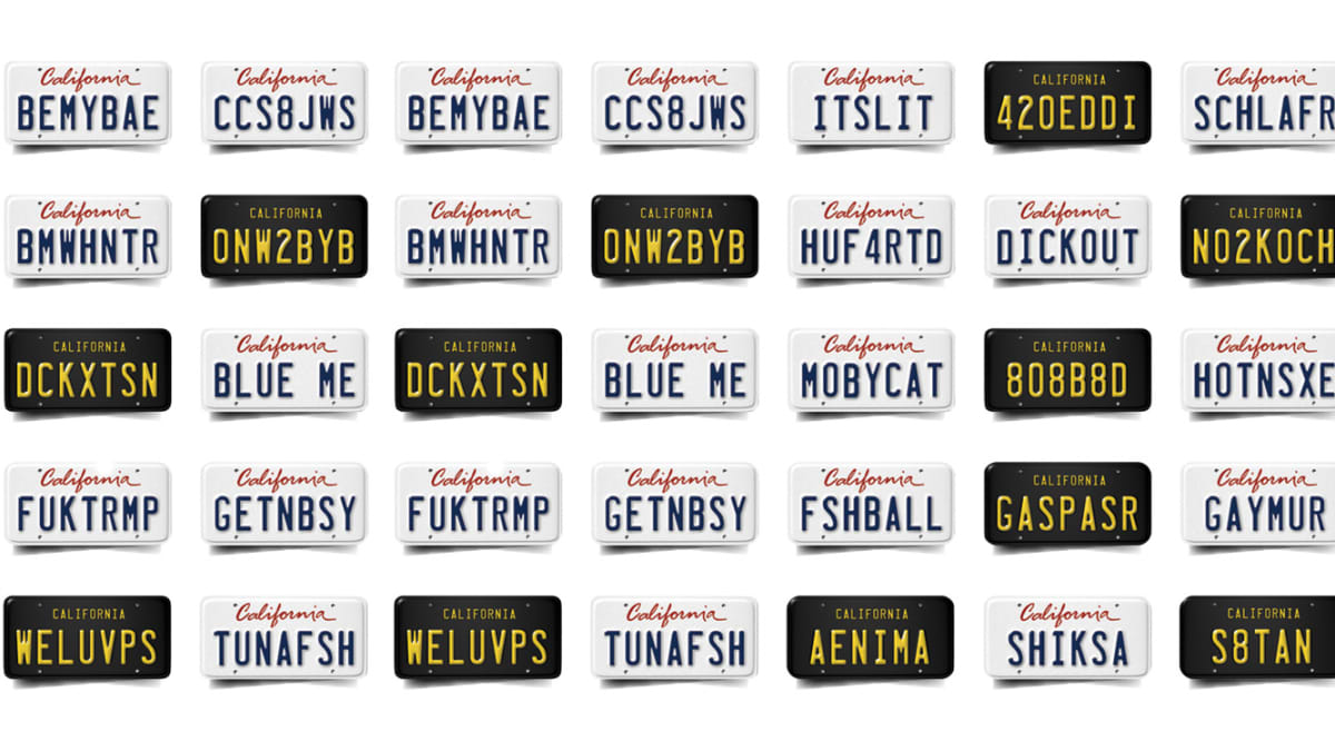California License Plate Set 2 Personalized Plate