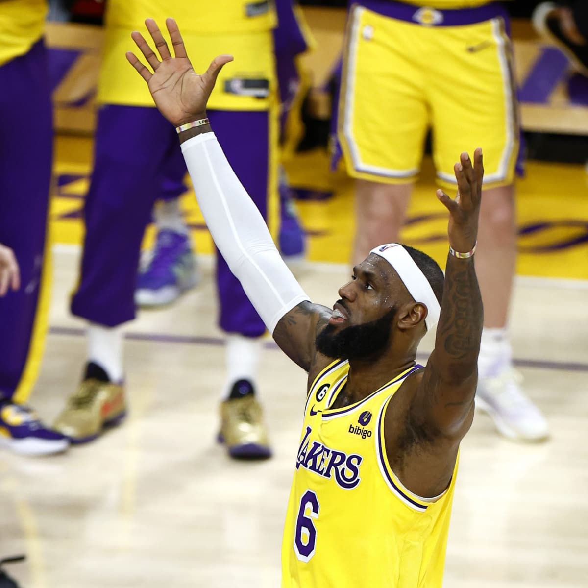 The shorts of the Los Angeles Lakers Just Don worn by LeBron