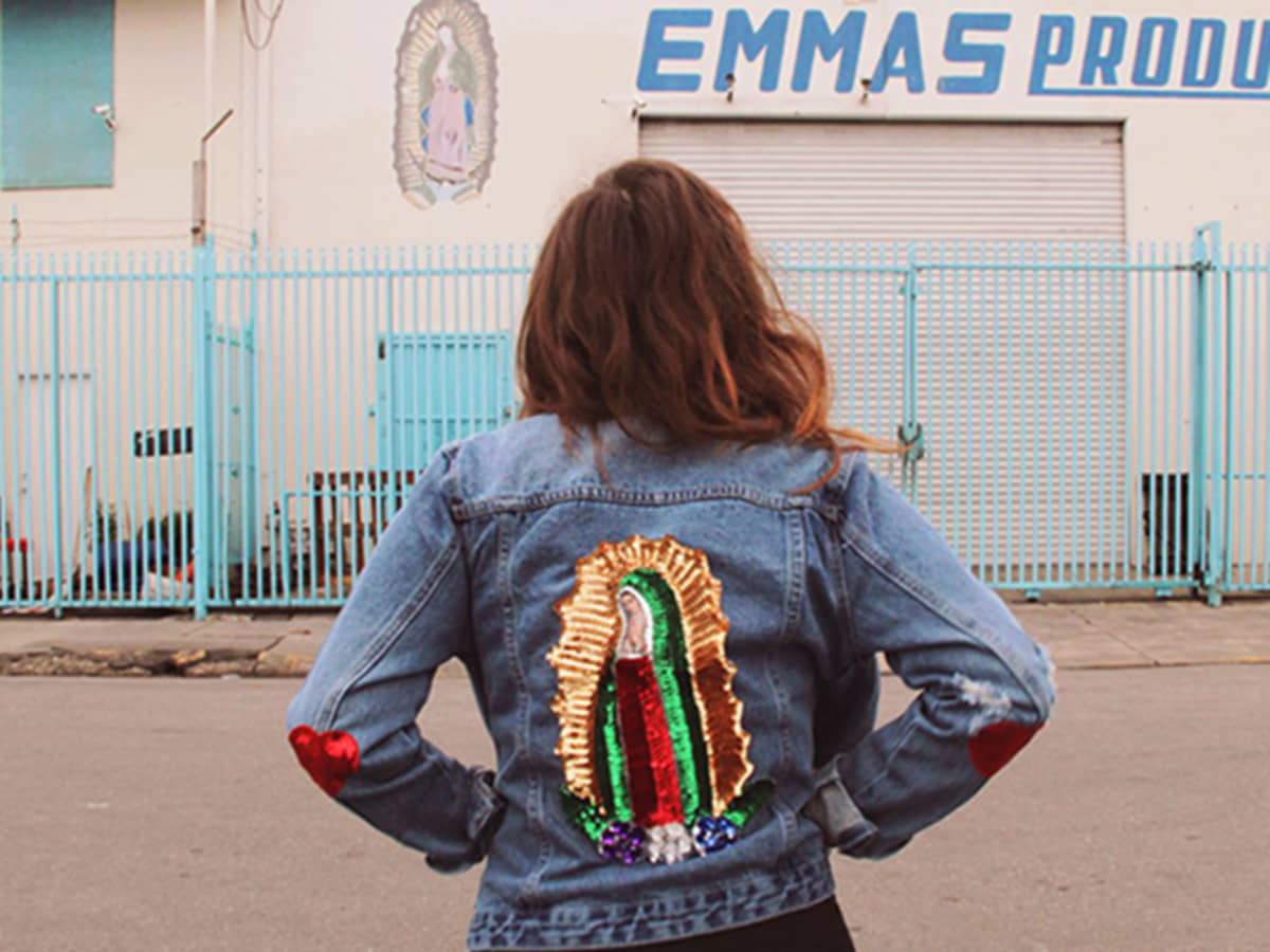 Virgen de guadalupe jean jacket outlet