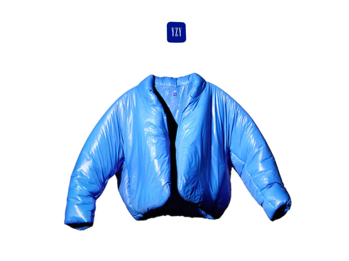 Kanye West s Big Blue Yeezy Gap Jacket Isn t Sold Out Yet LAmag