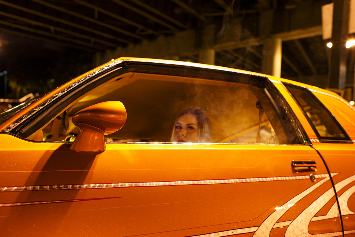 Sexy Girls, Lowrider Cars, Colorful Vintage Purple Hawaiian Shirts