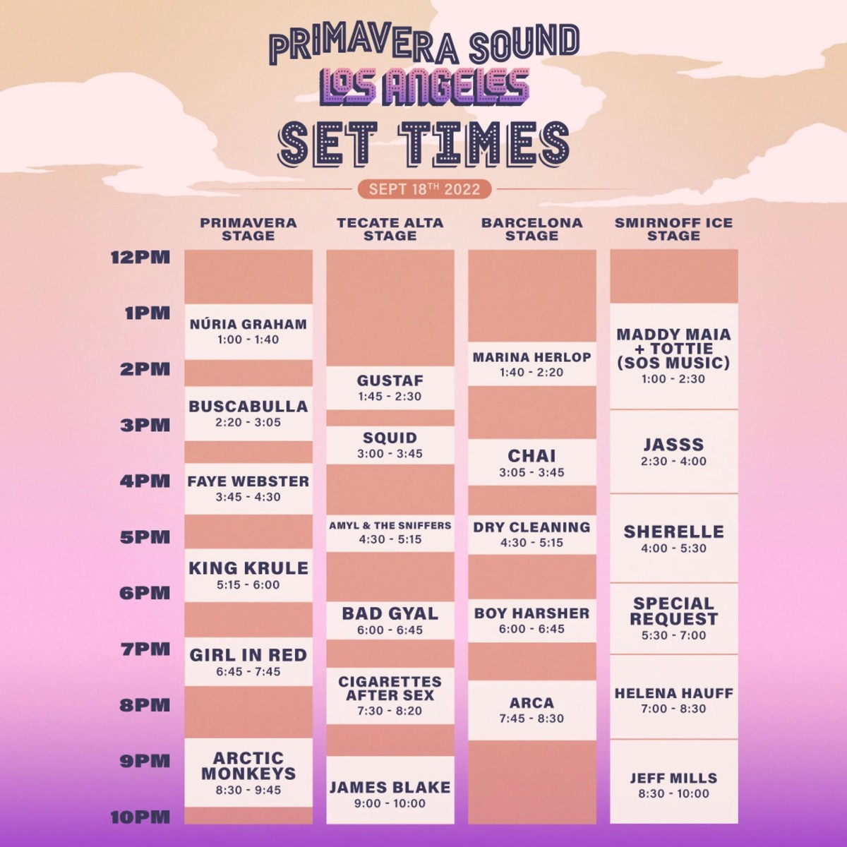 Primavera Sound Los Angeles Set Times Lamag