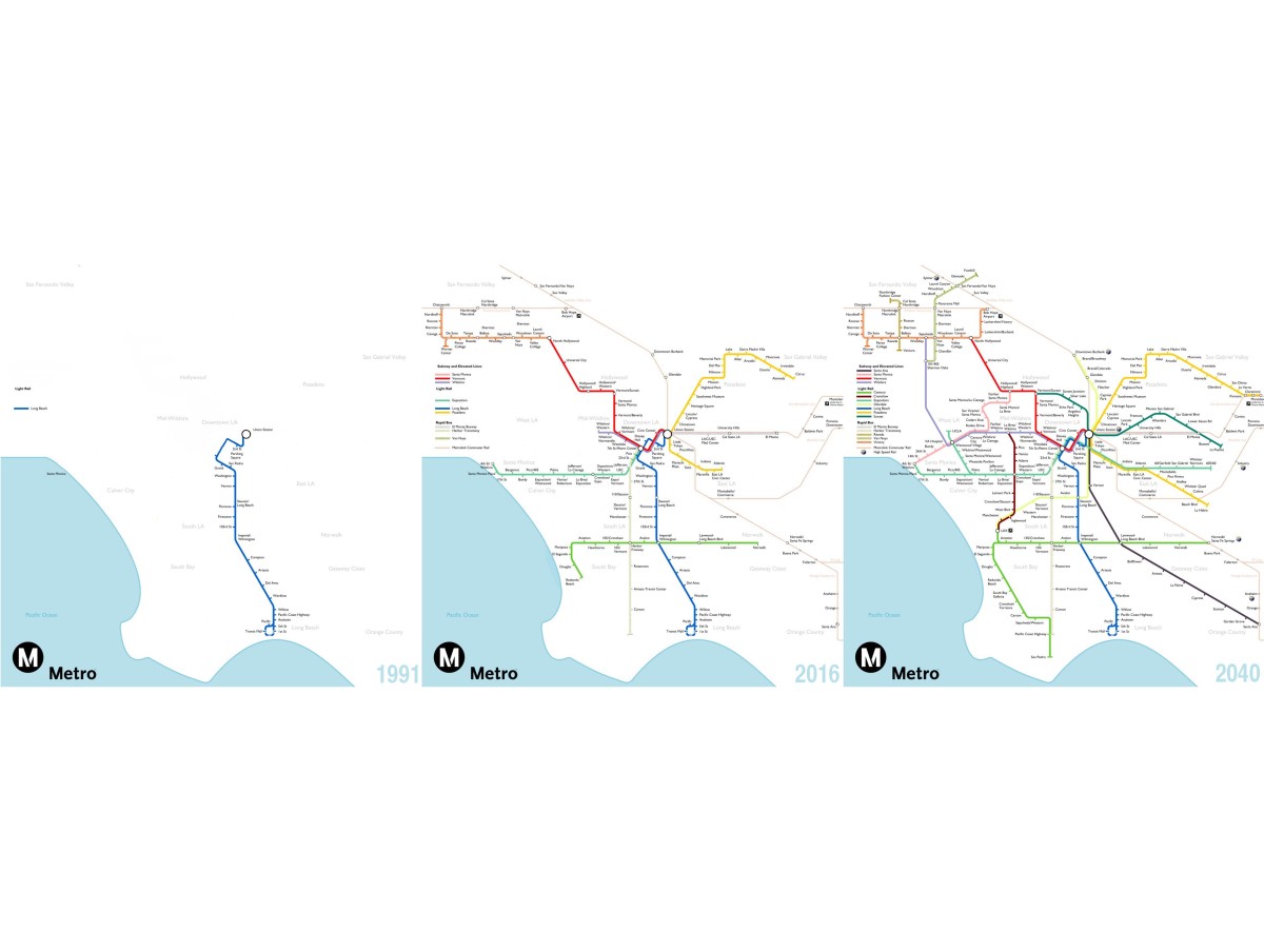 The Progress Of Public Transportation In Los Angeles: 1990 Vs. 2040 - LAmag