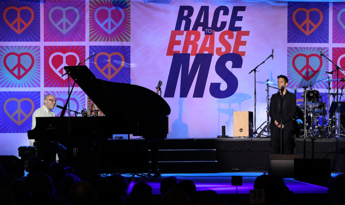  Ian Axel and Chad King of A Great Big World perform on stage during the 31st Annual Race To Erase MS Gala at Fairmont Century Plaza
