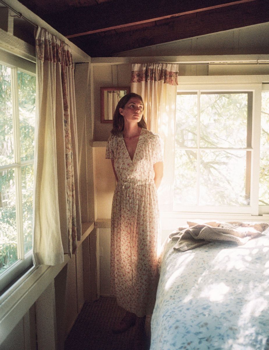 A model wears a Christy Dawn dress.