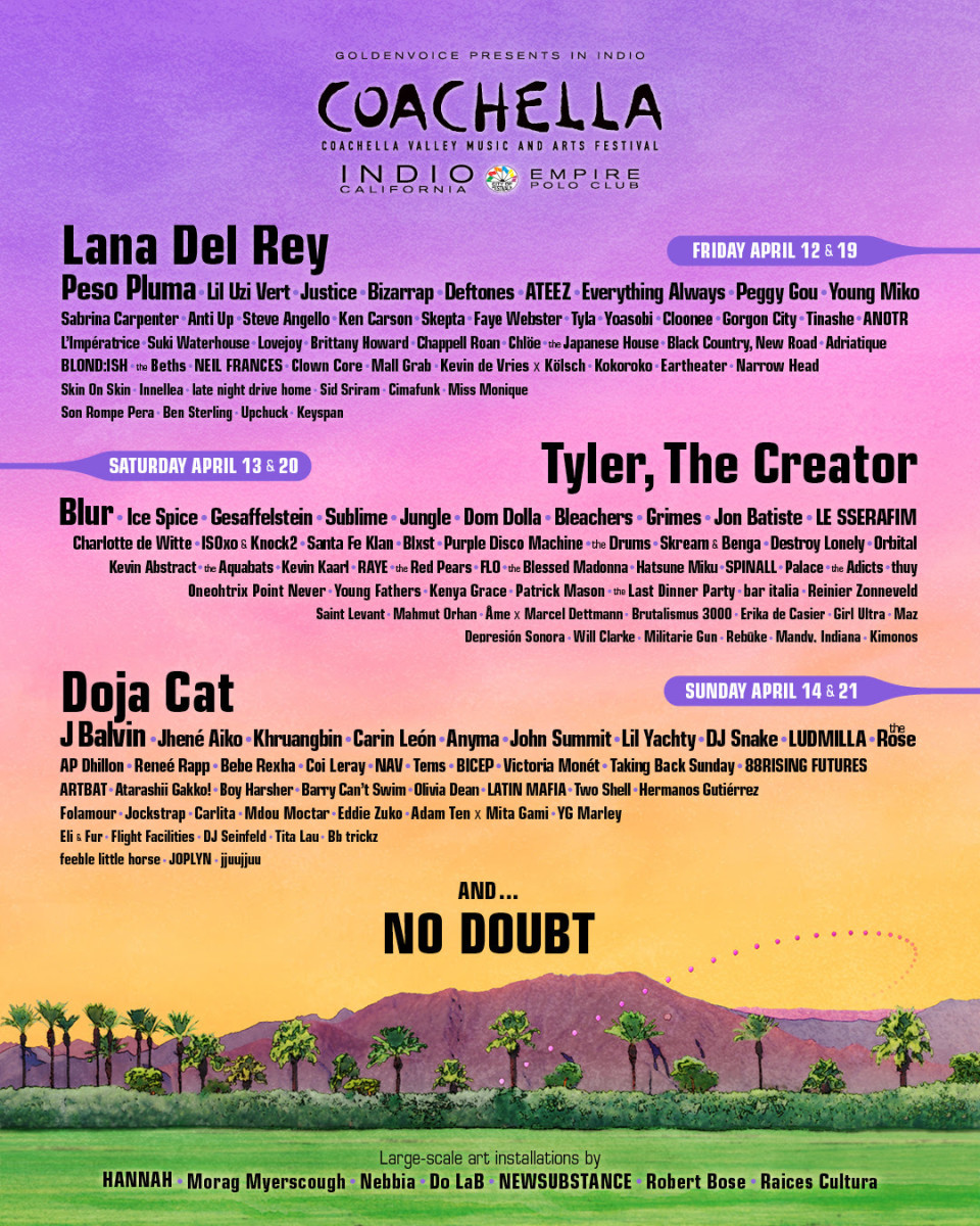 Coachella Drops 2024 Lineup Doja Cat, Lana Del Rey, Tyler the Creator